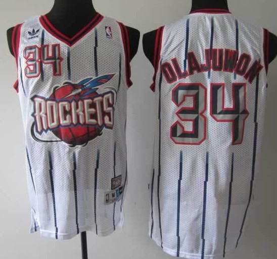 NBA Houston Rockets 34 Hakeem Olajuwon Soul Swingman White Jersey